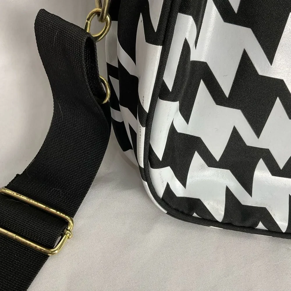 Harajuku Lovers Houndstooth Messenger Bag Black & White Laptop Shoulder Y2K